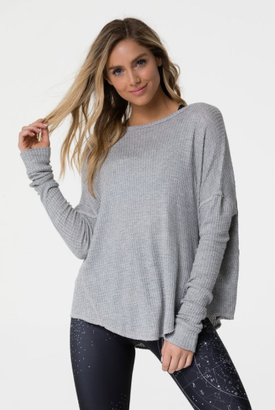 Image Title Onzie Raglan Pullover Top - Heather Gray